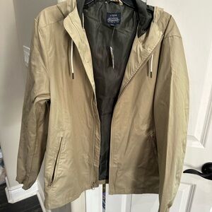 J. Crew Tan Raincoat with Hooded Design